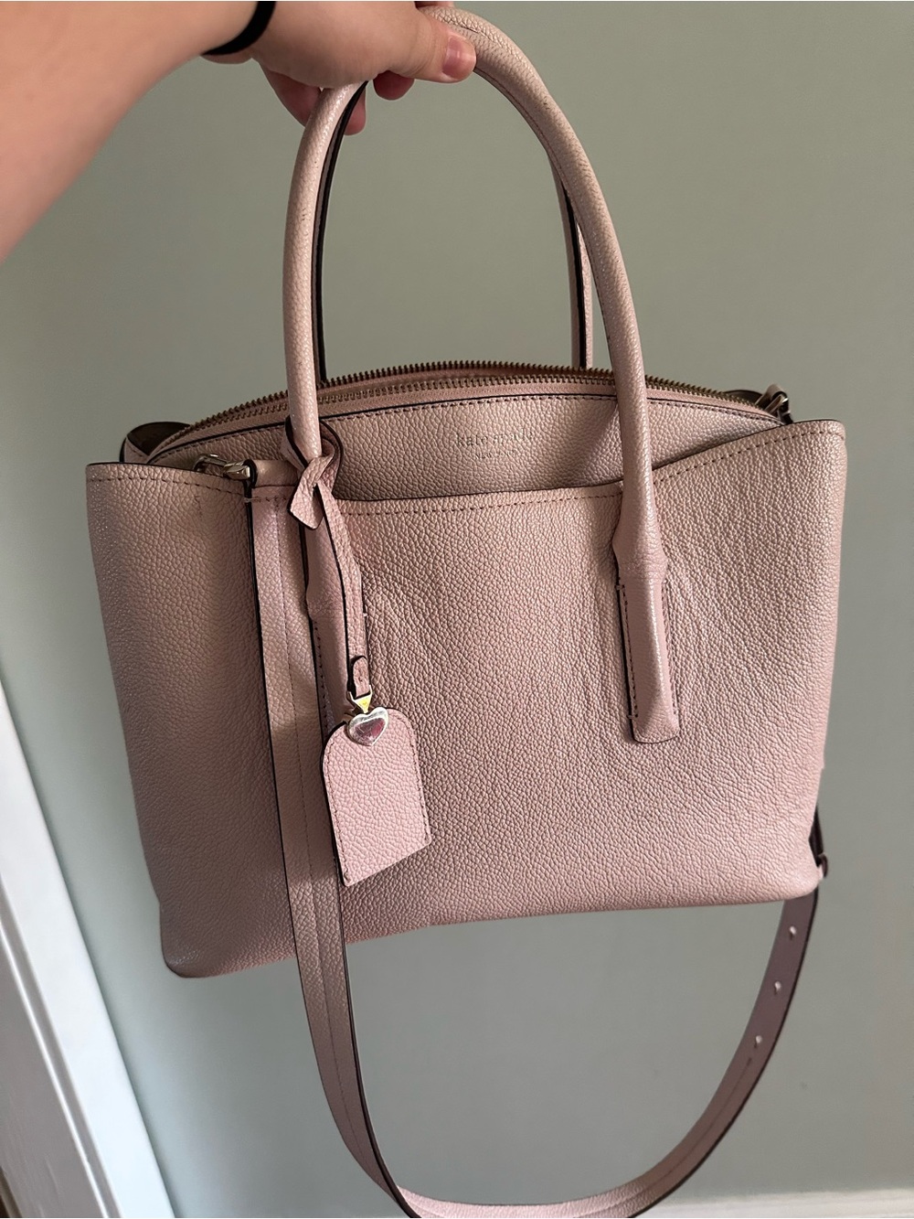 kate spade Pebbled Leather Satchel in Blush Pink